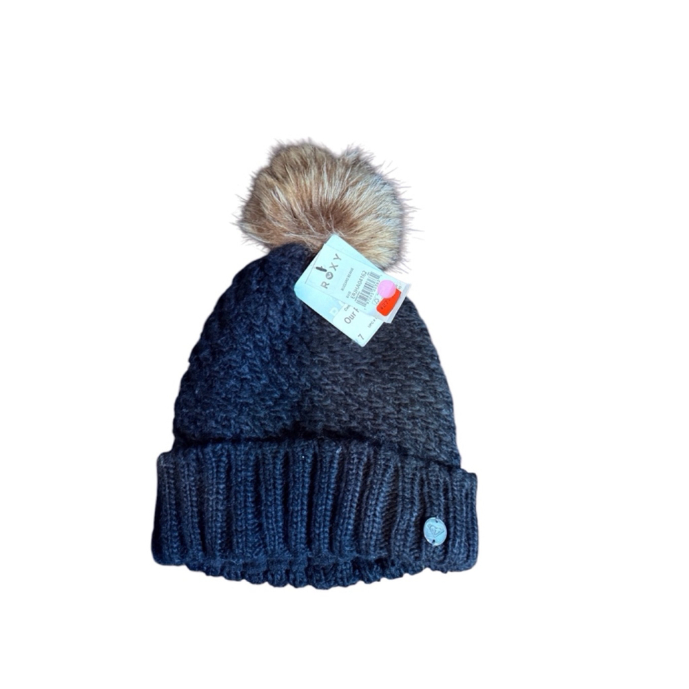 Roxy Unisex Beanie Hat Black Brown One Size